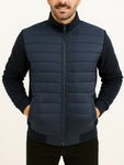 Campera Combinada Felpa Y Nylon Sin Capucha