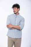 Camisa De Lino Ufo Manga Larga A Rayas
