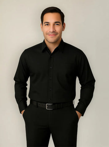 Camisa Negra Clasica Manga Larga