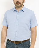 Camisa Manga Corta Estilo Lino Y Lycra Corte Clasico