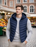Chaleco Nylon Inflado Con Capucha Desmontable