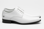 Zapato Calzado Blanco En Cuero Vestir Acordonado