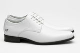 Zapato Calzado Blanco En Cuero Vestir Acordonado