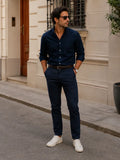 Pantalon Chino Algodon Y Elastano Sin Pinzas B&A