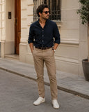 Pantalon Chino Algodon Y Elastano Sin Pinzas B&A