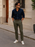 Pantalon Chino Algodon Y Elastano Sin Pinzas B&A