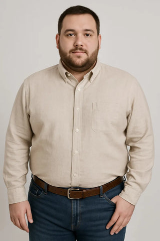 Camisa Lino Manga Larga Talle Especial Big Timber