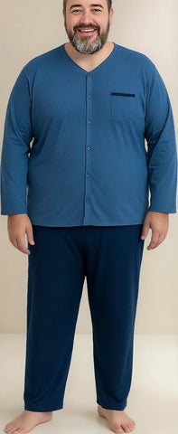 Pijama Jersey Con Casaca Talle Especial Sky & Sea