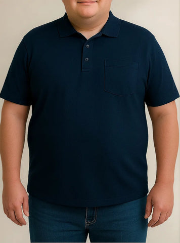 Remera Pique Cuello Polo Talle Especial Con Bolsillo Manga Corta