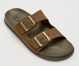 Sandalia De Cuero Ferricelli Liviana Doble Hebilla