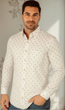 Camisa Tipo Seda Fantasia Manga Larga Corte Clasico