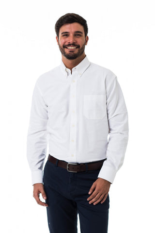 Camisa Oxford Blanca Manga Larga